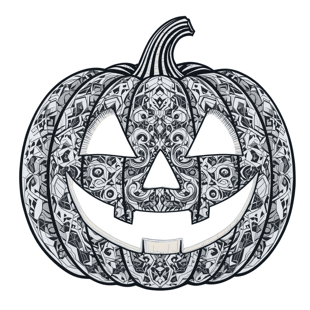 smiling jack-o'-lantern pumpkin with carved face
