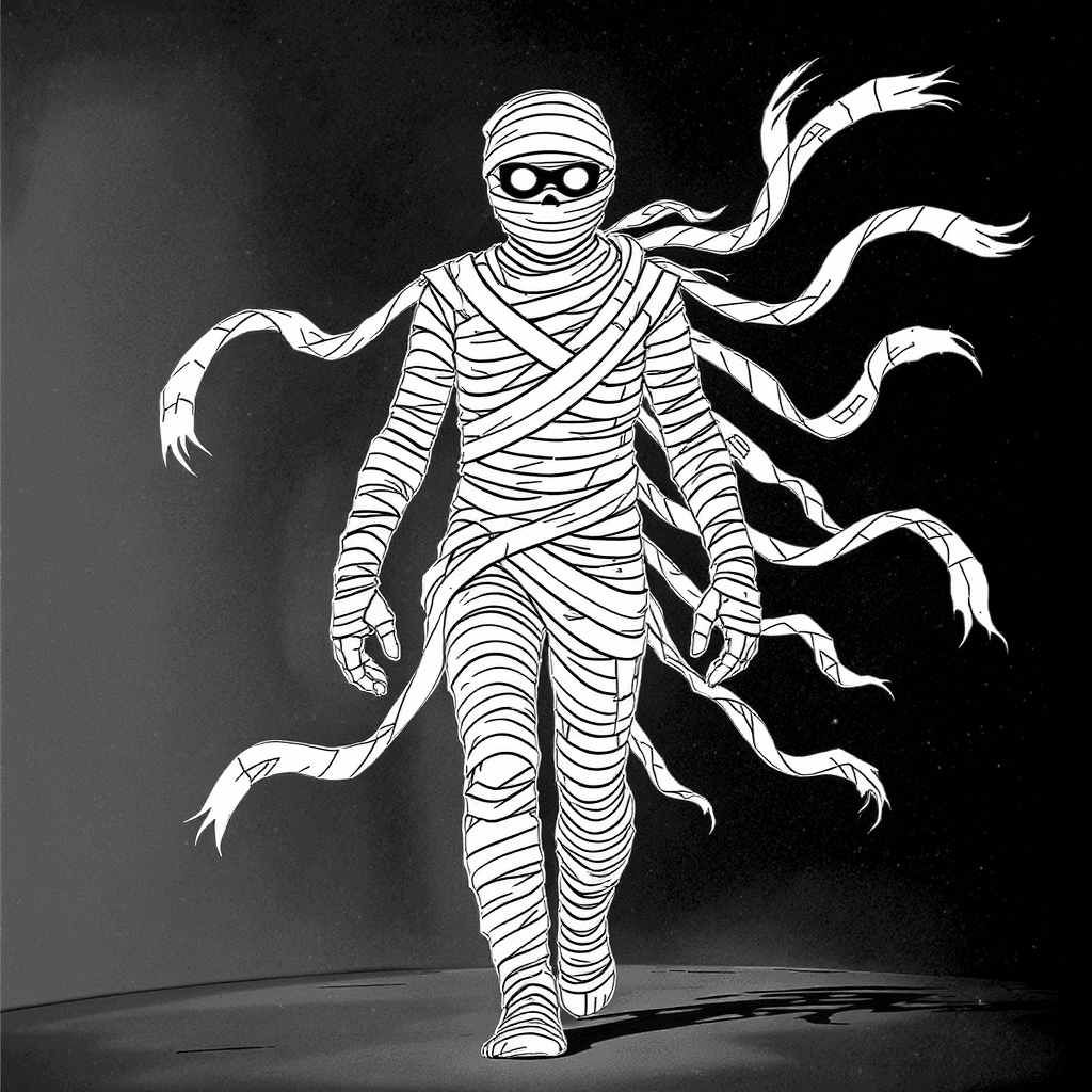 mummy walking with trailing bandages